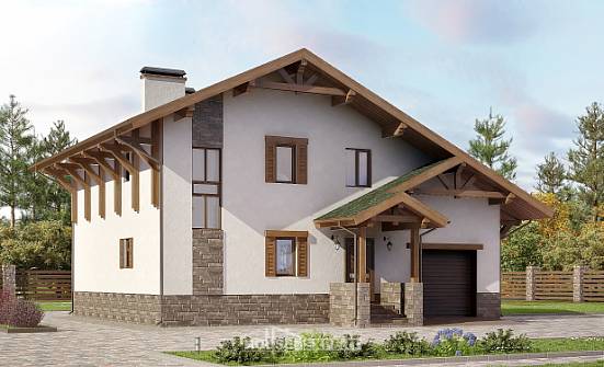 190-007-П Проект двухэтажного дома мансардный этаж, гараж, красивый дом из кирпича Хабаровск | Проекты домов от House Expert