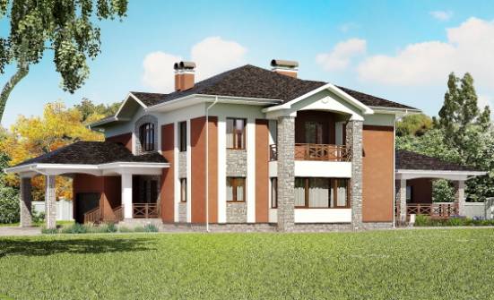 400-002-Л Проект двухэтажного дома и гаражом, классический загородный дом из кирпича Амурск | Проекты домов от House Expert