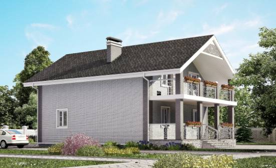 150-007-П Проект двухэтажного дома с мансардой, бюджетный коттедж из керамзитобетонных блоков Амурск | Проекты домов от House Expert