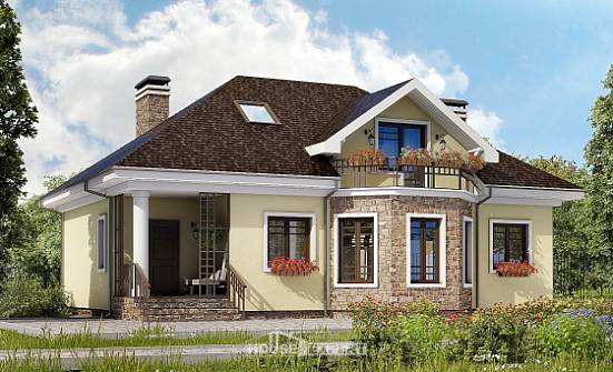 150-008-Л Проект двухэтажного дома с мансардным этажом, небольшой загородный дом из блока Хабаровск | Проекты домов от House Expert