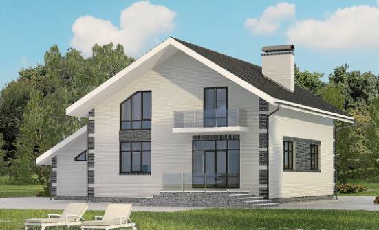 180-001-П Проект двухэтажного дома мансардный этаж, гараж, уютный домик из теплоблока Хабаровск | Проекты домов от House Expert