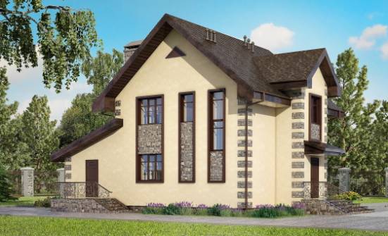 160-004-П Проект двухэтажного дома, гараж, красивый дом из газосиликатных блоков Амурск | Проекты домов от House Expert