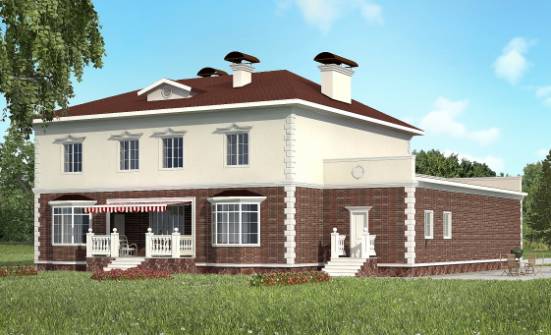 380-001-Л Проект двухэтажного дома и гаражом, красивый коттедж из кирпича Амурск | Проекты домов от House Expert