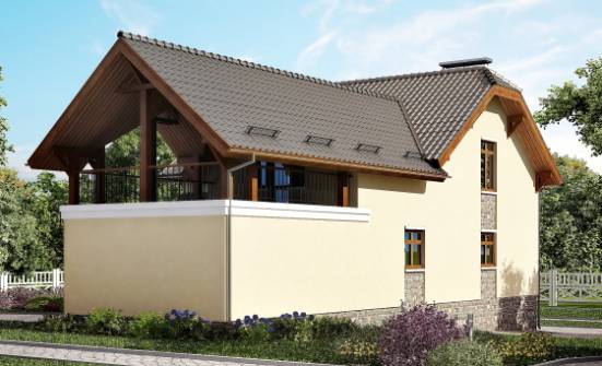 255-003-П Проект трехэтажного дома мансардой, гараж, простой домик из твинблока Амурск | Проекты домов от House Expert