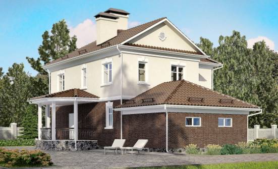190-002-Л Проект двухэтажного дома и гаражом, средний домик из газобетона Советская Гавань | Проекты домов от House Expert