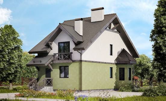 120-003-П Проект двухэтажного дома с мансардой, доступный загородный дом из бризолита Советская Гавань | Проекты домов от House Expert