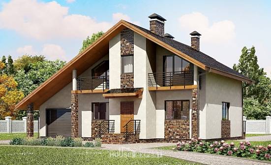 180-008-Л Проект двухэтажного дома мансардный этаж, гараж, уютный дом из твинблока Хабаровск | Проекты домов от House Expert