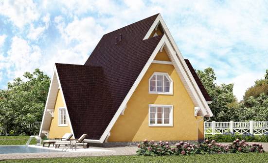 155-008-П Проект двухэтажного дома с мансардой, скромный коттедж из бревен Советская Гавань | Проекты домов от House Expert