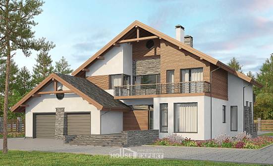 270-003-Л Проект двухэтажного дома мансардой и гаражом, огромный загородный дом из блока Хабаровск | Проекты домов от House Expert