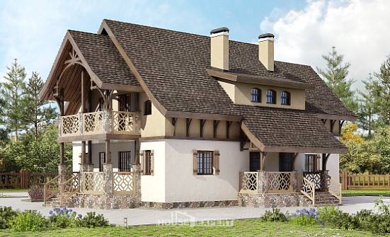 180-014-Л Проект двухэтажного дома с мансардой, недорогой домик из пеноблока Амурск | Проекты домов от House Expert