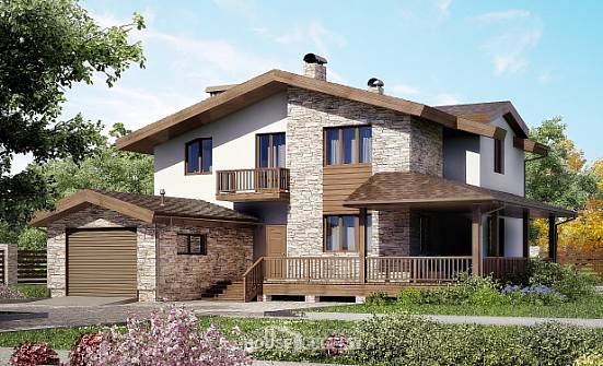 220-001-П Проект двухэтажного дома с мансардным этажом, гараж, красивый дом из арболита Амурск | Проекты домов от House Expert