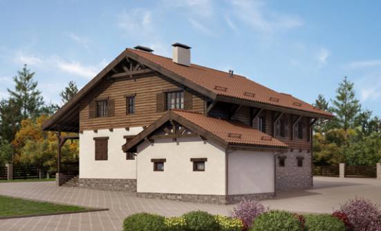 255-002-Л Проект двухэтажного дома с мансардным этажом и гаражом, классический домик из блока Хабаровск | Проекты домов от House Expert