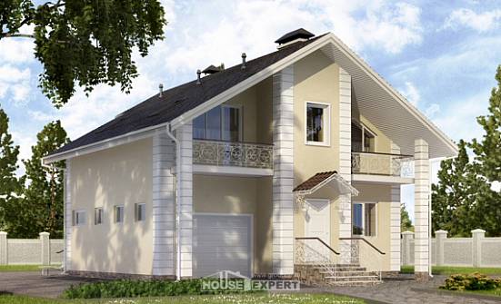 150-002-Л Проект двухэтажного дома с мансардой, гараж, скромный дом из теплоблока Хабаровск | Проекты домов от House Expert