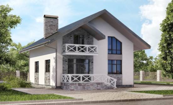 155-001-Л Проект двухэтажного дома с мансардой и гаражом, классический домик из газобетона Хабаровск | Проекты домов от House Expert