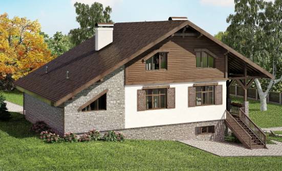 300-003-П Проект трехэтажного дома мансардой, гараж, современный загородный дом из кирпича Амурск | Проекты домов от House Expert