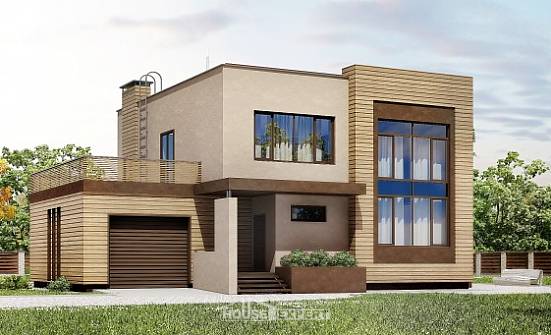 220-003-Л Проект двухэтажного дома, гараж, просторный коттедж из поризованных блоков Советская Гавань | Проекты домов от House Expert