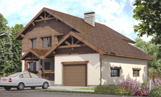 200-003-П Проект двухэтажного дома, гараж, красивый загородный дом из арболита Хабаровск | Проекты домов от House Expert