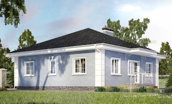 100-001-П Проект одноэтажного дома, бюджетный загородный дом из теплоблока Амурск | Проекты домов от House Expert