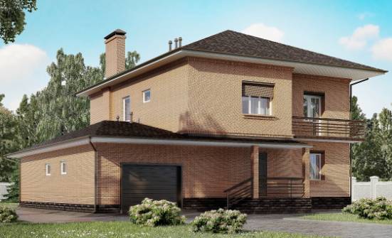 245-003-Л Проект двухэтажного дома и гаражом, уютный коттедж из кирпича Советская Гавань | Проекты домов от House Expert