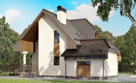 150-001-Л Проект двухэтажного дома мансардный этаж и гаражом, экономичный домик из поризованных блоков Хабаровск | Проекты домов от House Expert