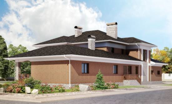 520-002-Л Проект трехэтажного дома, гараж, просторный загородный дом из теплоблока Хабаровск | Проекты домов от House Expert