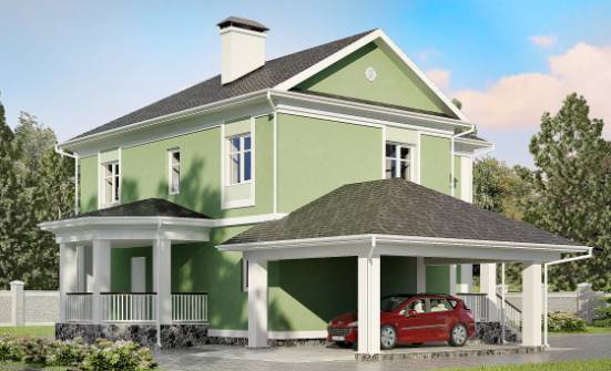 170-001-Л Проект двухэтажного дома и гаражом, уютный дом из поризованных блоков Хабаровск | Проекты домов от House Expert
