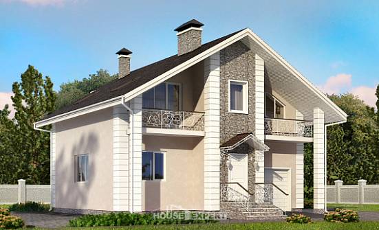150-002-П Проект двухэтажного дома с мансардой и гаражом, простой дом из газосиликатных блоков Хабаровск | Проекты домов от House Expert