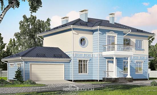 285-003-Л Проект двухэтажного дома и гаражом, просторный коттедж из кирпича Советская Гавань | Проекты домов от House Expert