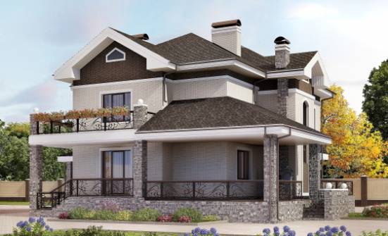 365-001-Л Проект трехэтажного дома и гаражом, красивый коттедж из кирпича Хабаровск | Проекты домов от House Expert