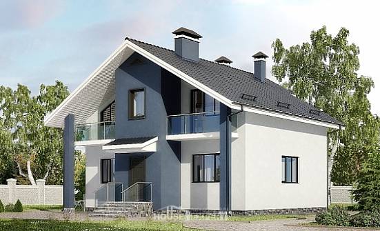 150-005-П Проект двухэтажного дома мансардный этаж, скромный коттедж из пеноблока Хабаровск | Проекты домов от House Expert