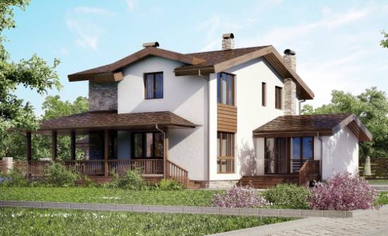 220-001-П Проект двухэтажного дома с мансардным этажом, гараж, красивый дом из арболита Амурск | Проекты домов от House Expert