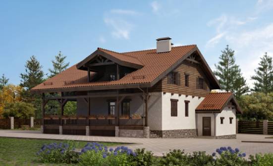 255-002-Л Проект двухэтажного дома с мансардным этажом и гаражом, классический домик из блока Хабаровск | Проекты домов от House Expert
