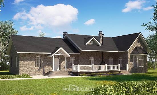 195-001-П Проект одноэтажного дома, классический загородный дом из кирпича Хабаровск | Проекты домов от House Expert