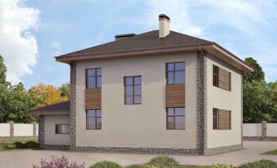 185-004-П Проект двухэтажного дома и гаражом, просторный домик из газобетона Амурск | Проекты домов от House Expert
