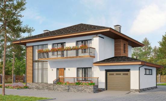305-001-П Проект двухэтажного дома, гараж, огромный домик из твинблока Амурск | Проекты домов от House Expert