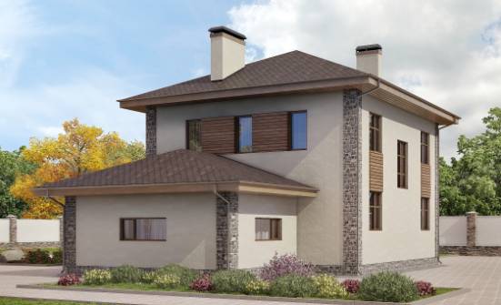 185-004-П Проект двухэтажного дома и гаражом, просторный домик из газобетона Амурск | Проекты домов от House Expert
