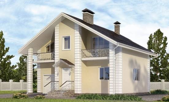 150-002-Л Проект двухэтажного дома с мансардой, гараж, скромный дом из теплоблока Хабаровск | Проекты домов от House Expert