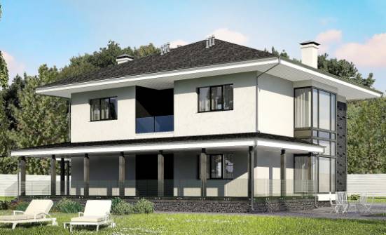 245-002-П Проект двухэтажного дома, гараж, красивый загородный дом из керамзитобетонных блоков Амурск | Проекты домов от House Expert