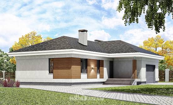 165-001-П Проект одноэтажного дома и гаражом, доступный дом из бризолита Хабаровск | Проекты домов от House Expert