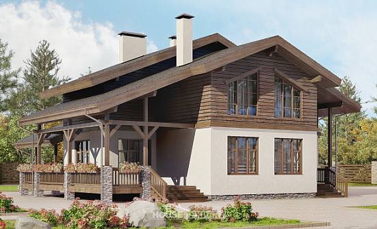 210-006-Л Проект двухэтажного дома с мансардой, классический коттедж из кирпича Хабаровск | Проекты домов от House Expert