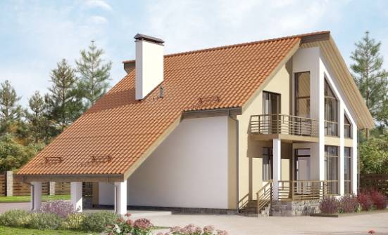 170-009-П Проект двухэтажного дома мансардой, гараж, небольшой дом из блока Хабаровск | Проекты домов от House Expert
