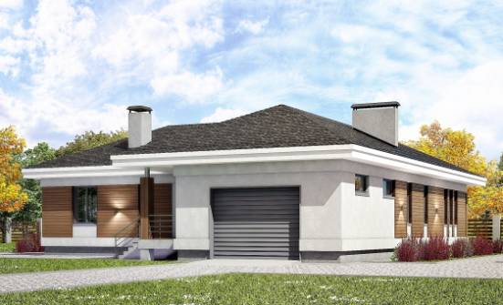 165-001-П Проект одноэтажного дома и гаражом, доступный дом из бризолита Хабаровск | Проекты домов от House Expert
