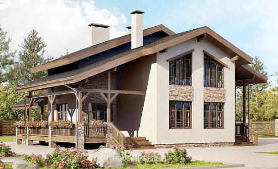 240-003-Л Проект двухэтажного дома мансардой, средний загородный дом из кирпича Хабаровск | Проекты домов от House Expert