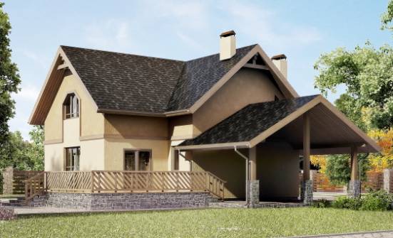 150-011-Л Проект двухэтажного дома с мансардой, гараж, экономичный дом из керамзитобетонных блоков Амурск | Проекты домов от House Expert