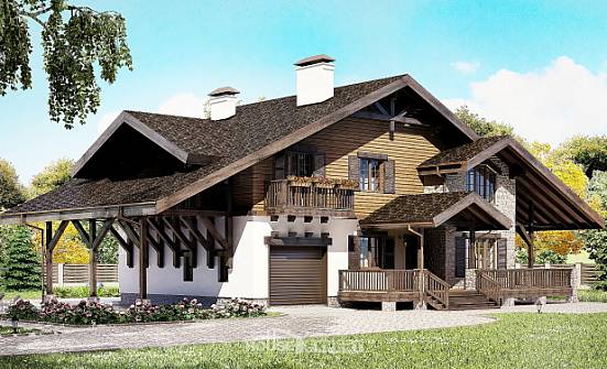270-001-Л Проект двухэтажного дома мансардный этаж и гаражом, классический коттедж из кирпича Хабаровск | Проекты домов от House Expert