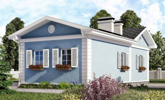090-004-П Проект одноэтажного дома, классический коттедж из блока Амурск | Проекты домов от House Expert