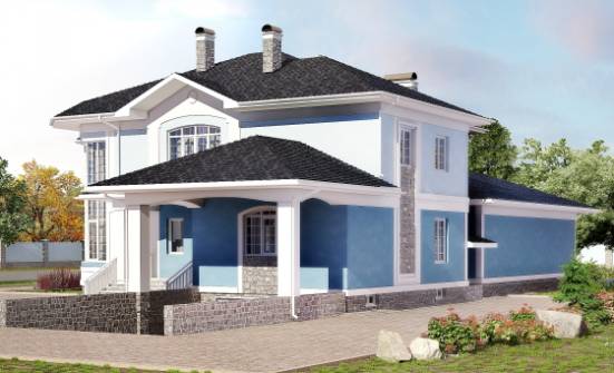 620-001-П Проект трехэтажного дома и гаражом, классический дом из твинблока Советская Гавань | Проекты домов от House Expert