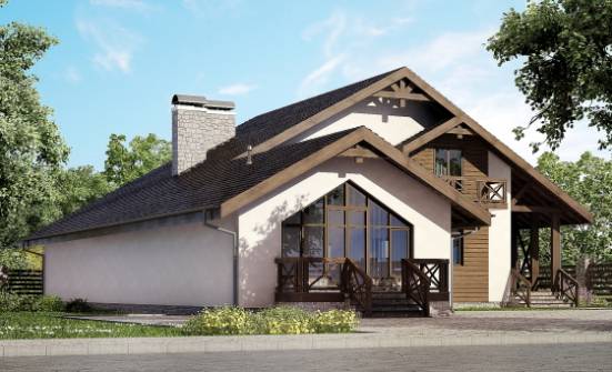 265-001-П Проект двухэтажного дома с мансардой и гаражом, просторный коттедж из бризолита Хабаровск | Проекты домов от House Expert