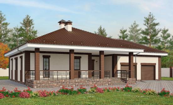 160-015-П Проект одноэтажного дома, гараж, небольшой дом из керамзитобетонных блоков Советская Гавань | Проекты домов от House Expert