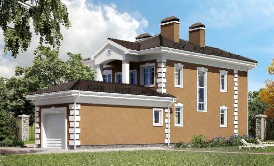 150-006-П Проект двухэтажного дома и гаражом, красивый загородный дом из пеноблока Амурск | Проекты домов от House Expert